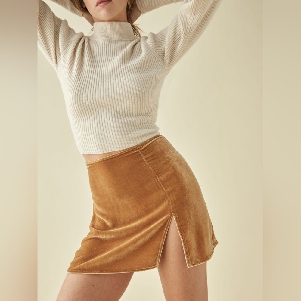 Reformation Gold Mini Skirt